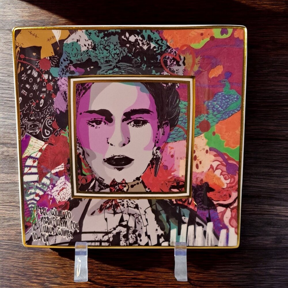 Frida Kahlo Baci Milano Tray / Trinket Street Art Approx 7” X 7”